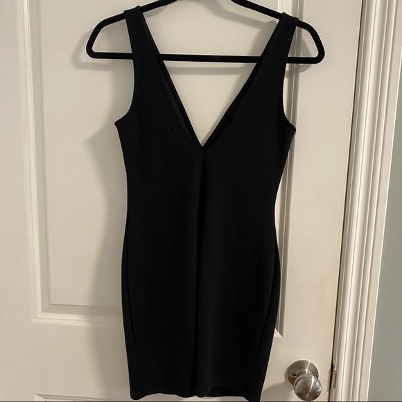 Black Plunge Mini Dress - Picture 4 of 4